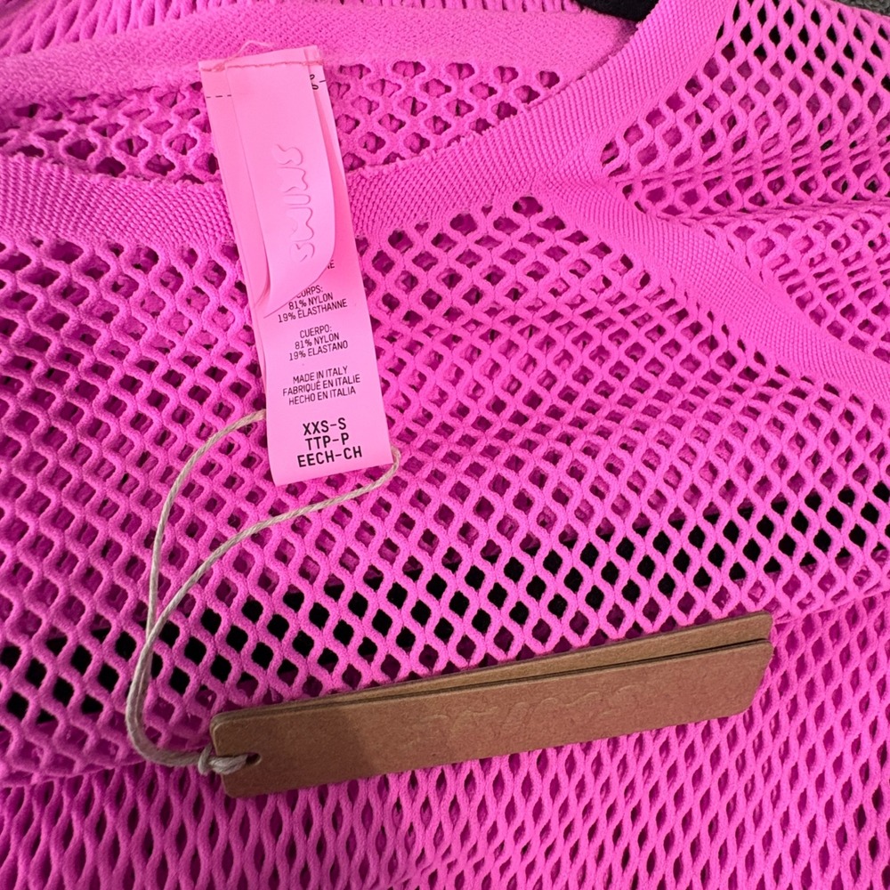 SKIMS Dress Women XXS-S Pink Recycled Swim Cut Out Long Sleeve Mesh Maxi NEW - Picture 5 of 9